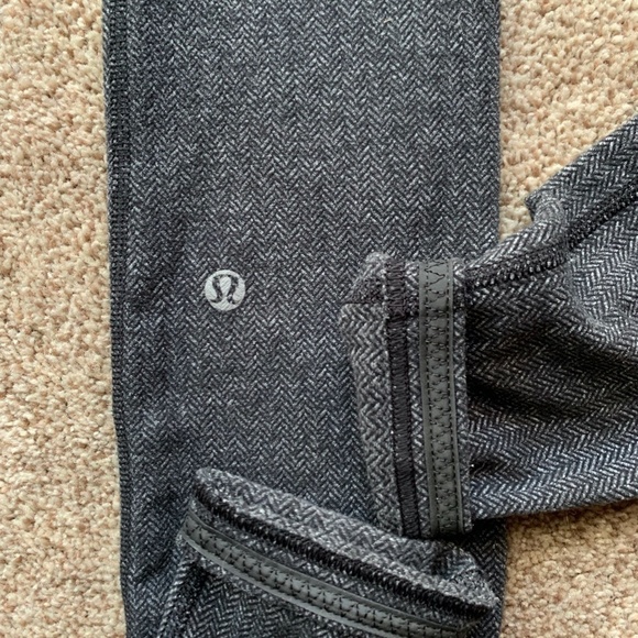 Lululemon 4 Runder Under Rulu Pant Herringbone Black Grey Tight Legging Speed - Picture 8 of 13